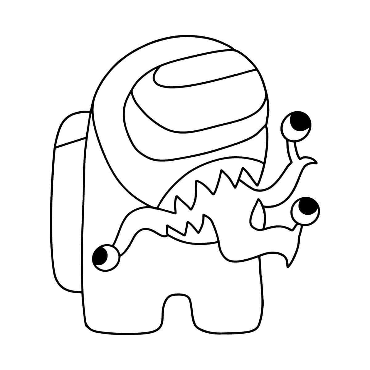 Desenho Do Among Us Skin Alien Para Colorir grátis
