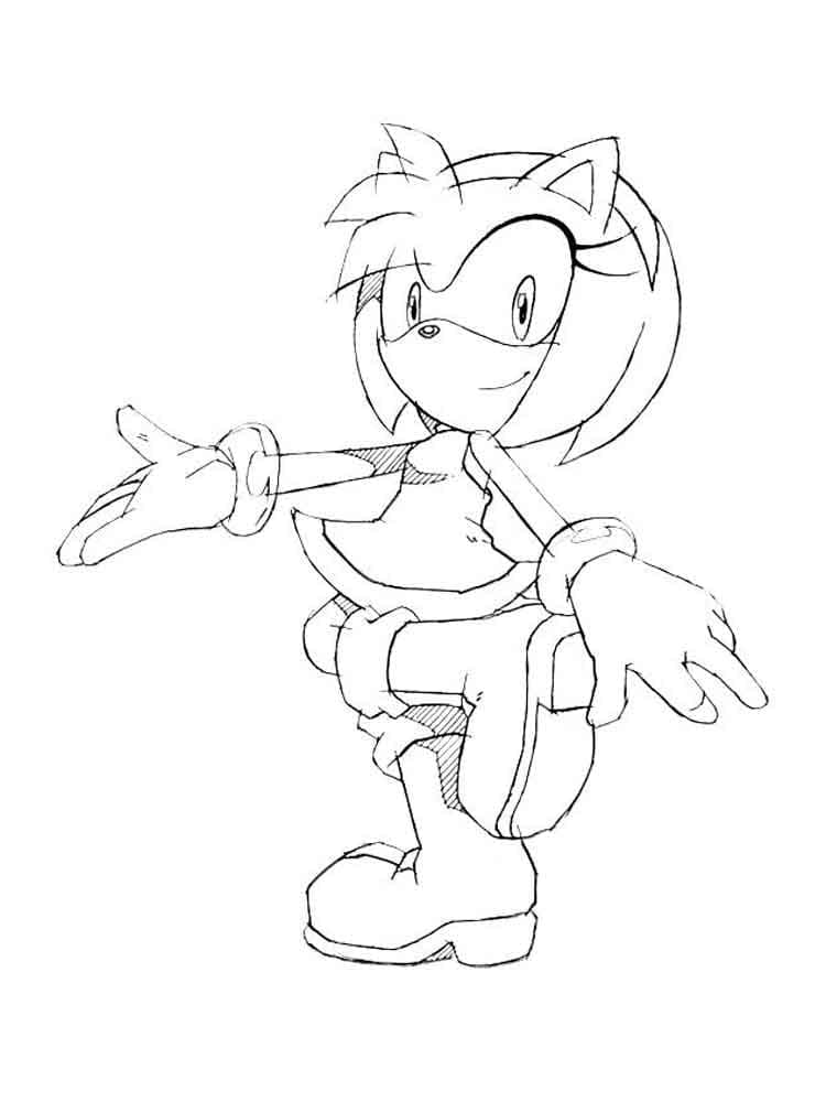 Desenho De Amy Rose dançando Para Colorir