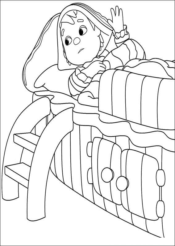 Desenho Andy Pandy Dormindo Em suá Cama Divertida Para Colorir