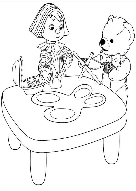 Desenho Andy Pandy e Teddy Para Colorir