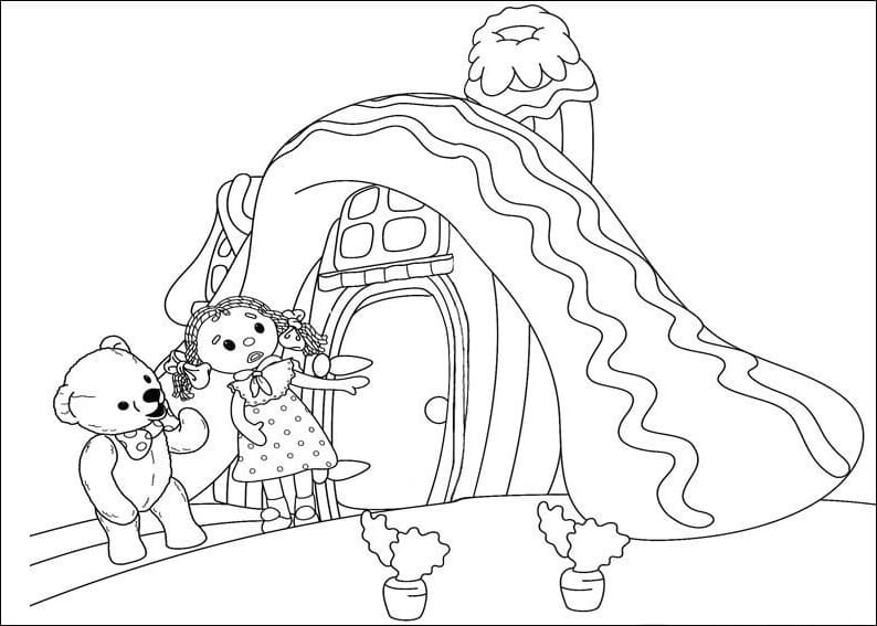 Desenho Looby Loo e Urso Teddy Para Colorir