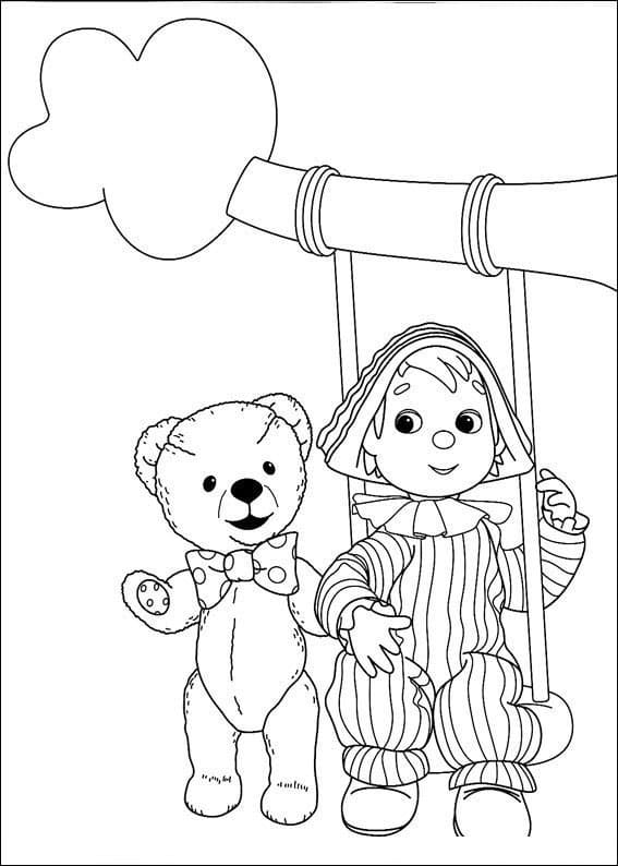 Desenho Teddy e Andy Pandy Para Colorir