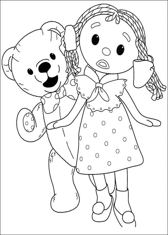 Desenho Teddy e Looby Loo Para Colorir