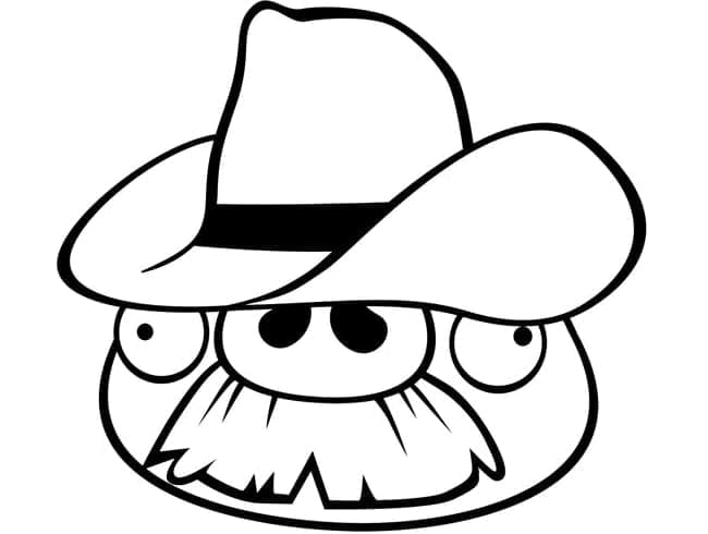 Desenho Angry Birds Porco Cowboy Para Colorir