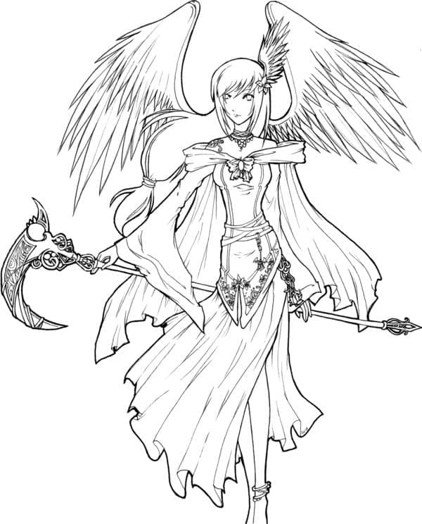 Desenho De Imprimivel Anjo Para Colorir