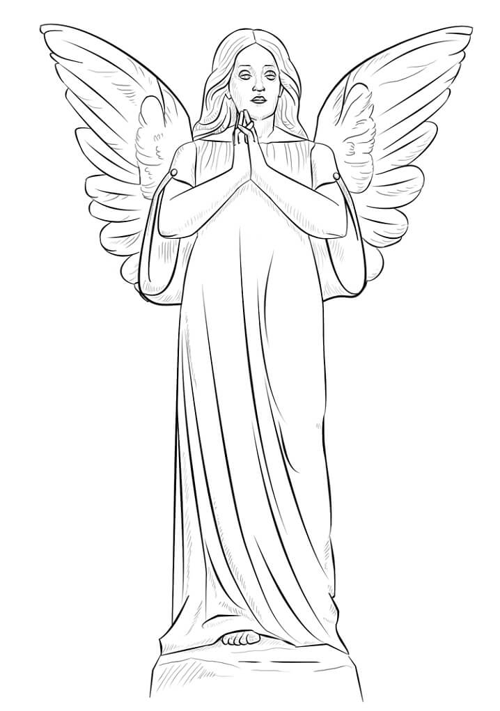 Desenho Anjo Maravilhoso Com Detalhes Para Colorir