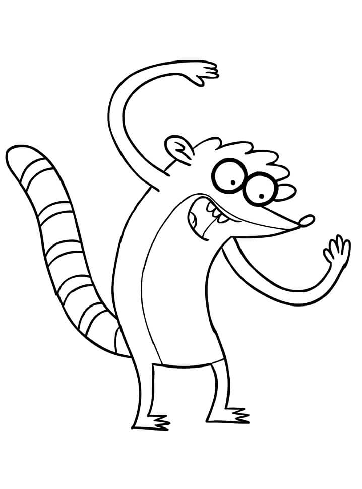 Desenho De Rigby Muito Feliz e Alegre Para Colorir