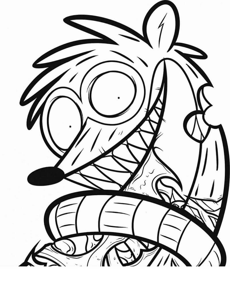 Desenho De Rigby Zumbi Para Colorir