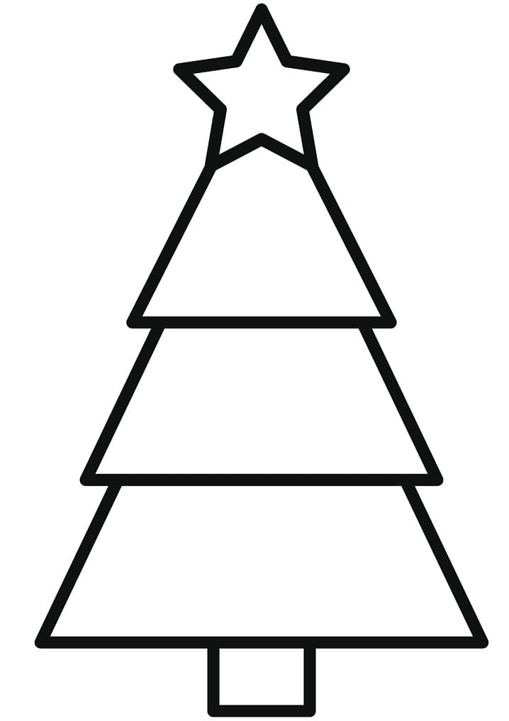 Desenho árvore De Natal Com estrelá No Topo Para Imprimir grátis