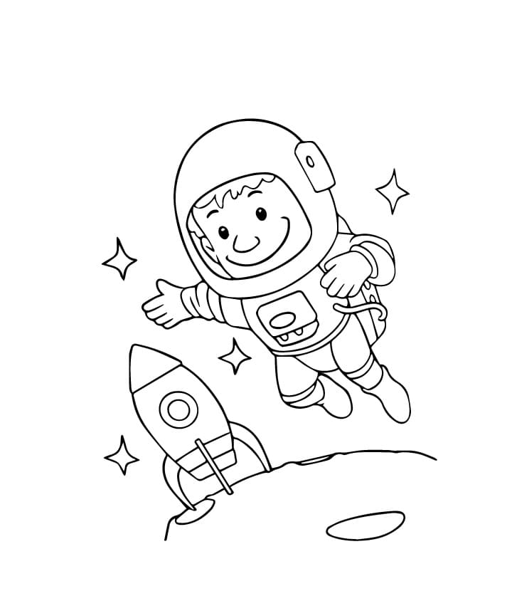Desenho Astronauta e Nave Espacial para Colorir Desenho Astronauta e Nave Espacial para Colorir