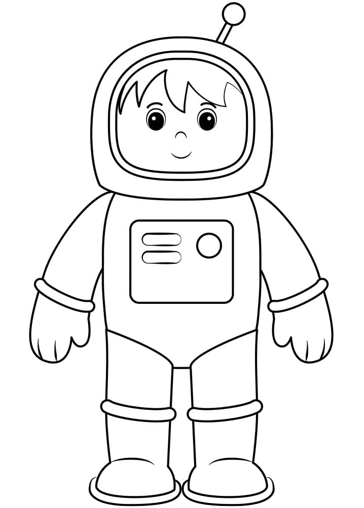 Desenho Pequeno Menino Astronauta Para Colorir