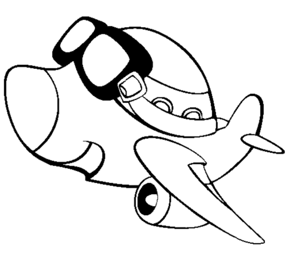 Desenho De Avião Fofo Usando óculos Colorir grátis