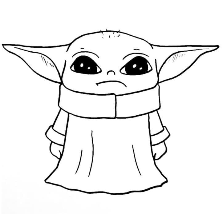 Desenho De Baby Yoda grátis Para Colorir