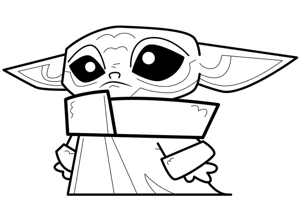 Desenho De Lindo Baby Yoda Para Colorir