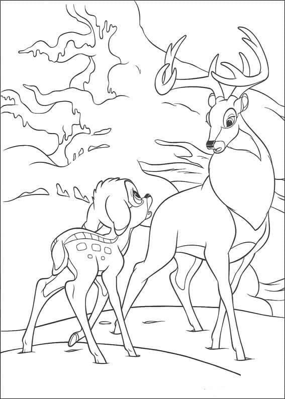 Desenho De Bambi e Grande príncipe Para Colorir