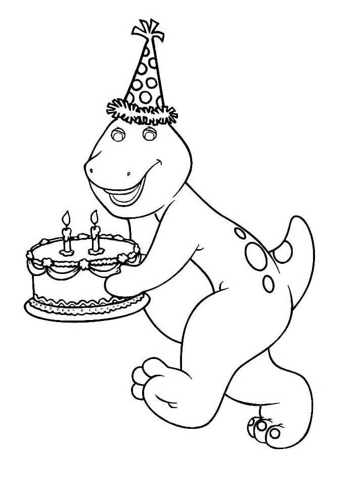 Desenho Do Barney Em aniversário Para Colorir