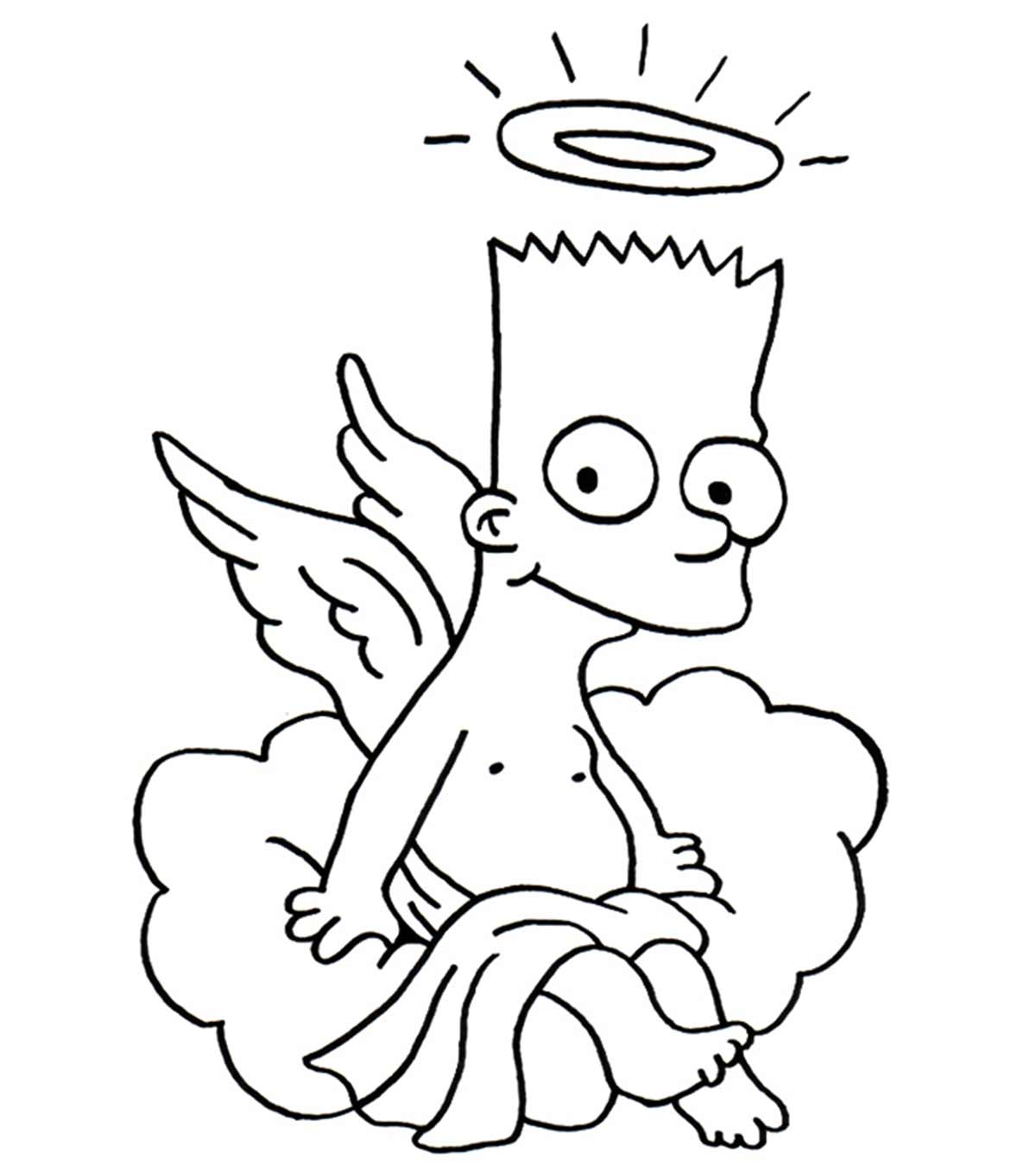 Desenho De Bart Simpson Anjo Para Colorir e Imprimir