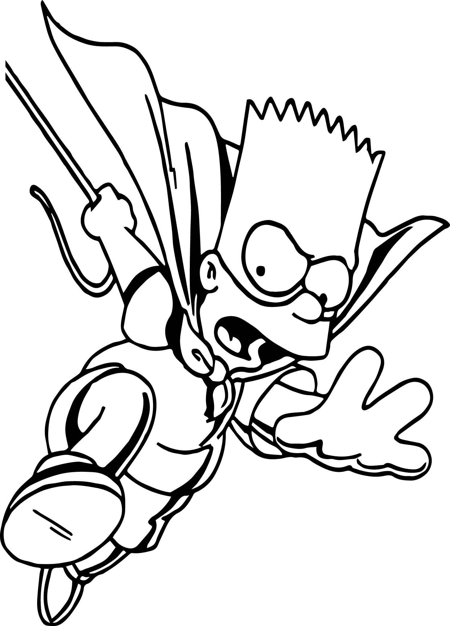 Desenho De Bart Simpson Com Roupa Do Super Man Para Colorir