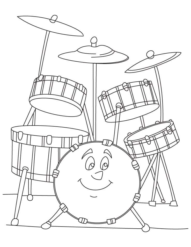 Desenho Bateria Feliz Para Colorir