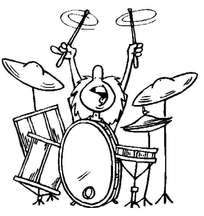 Desenho Tocando Bateria para Colorir