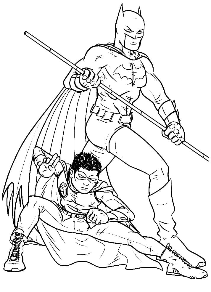 Desenho De Batman e Robin grátis Para Colorir