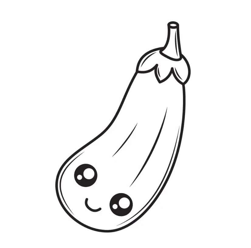 Desenho Berinjela Fofa Para Colorir