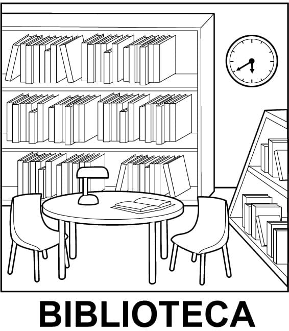 Desenho De Biblioteca Infantil Para Colorir e Imprimir Pdf grátis