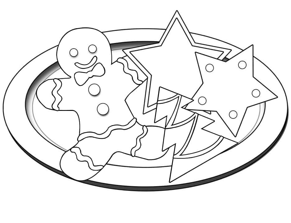 Desenho De Imagem De Biscoitos De Natal Para Colorir