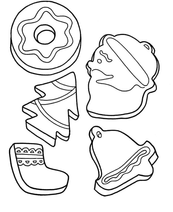 Desenho De Lindos Biscoitos De Natal Para Colorir