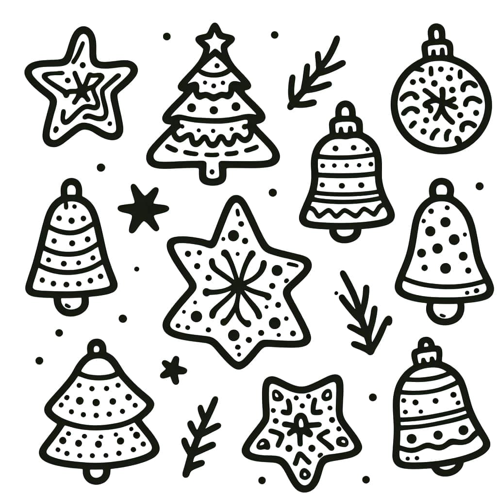 Desenho De Pequenos Biscoitos De Natal Para Colorir
