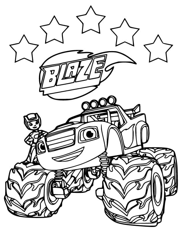 Desenho De Aj e Blaze Para Colorir