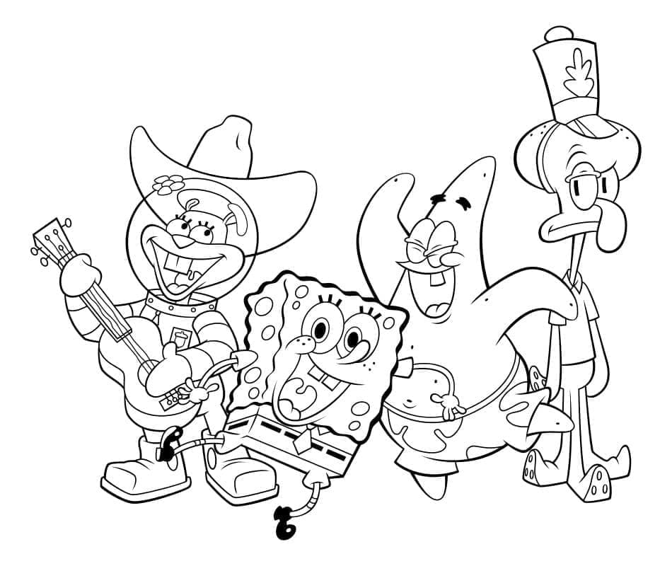 Desenho De Bob Esponja e Amigos Para Colorir