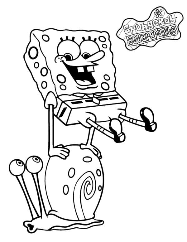 Desenho De Gary Caracol e Bob Esponja Para Colorir
