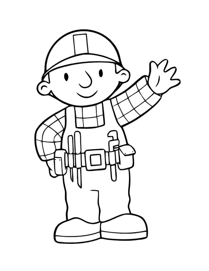 Desenho De Bob O Construtor amigável Para Colorir