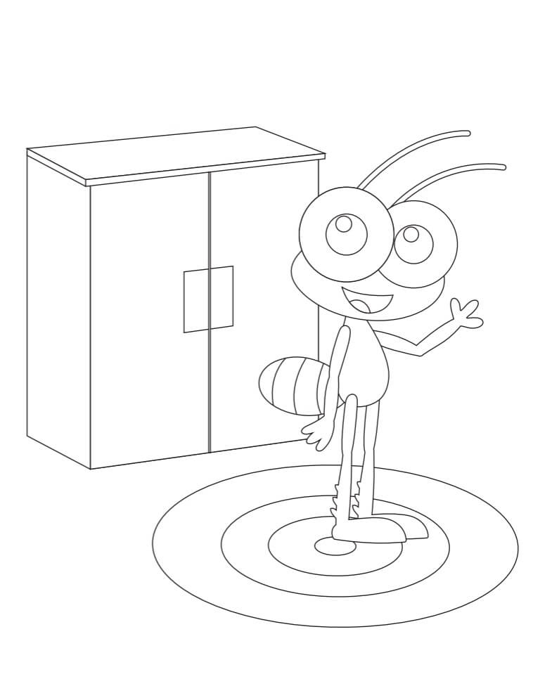 Desenho Bob Zoom Em Frente A Um armário Para Colorir