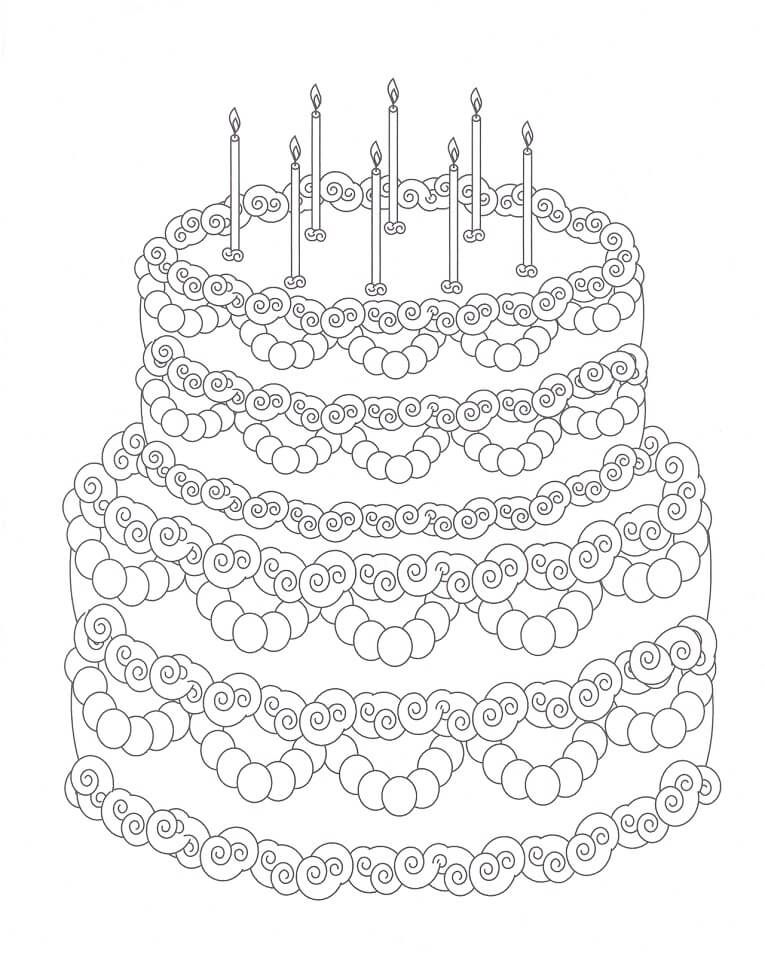 Desenho De Bolo De aniversário Com Cobertura incrível Para Colorir