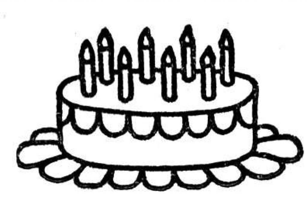 Desenho De Bolo De aniversário fácil Para Pintar Com lápis De Cor
