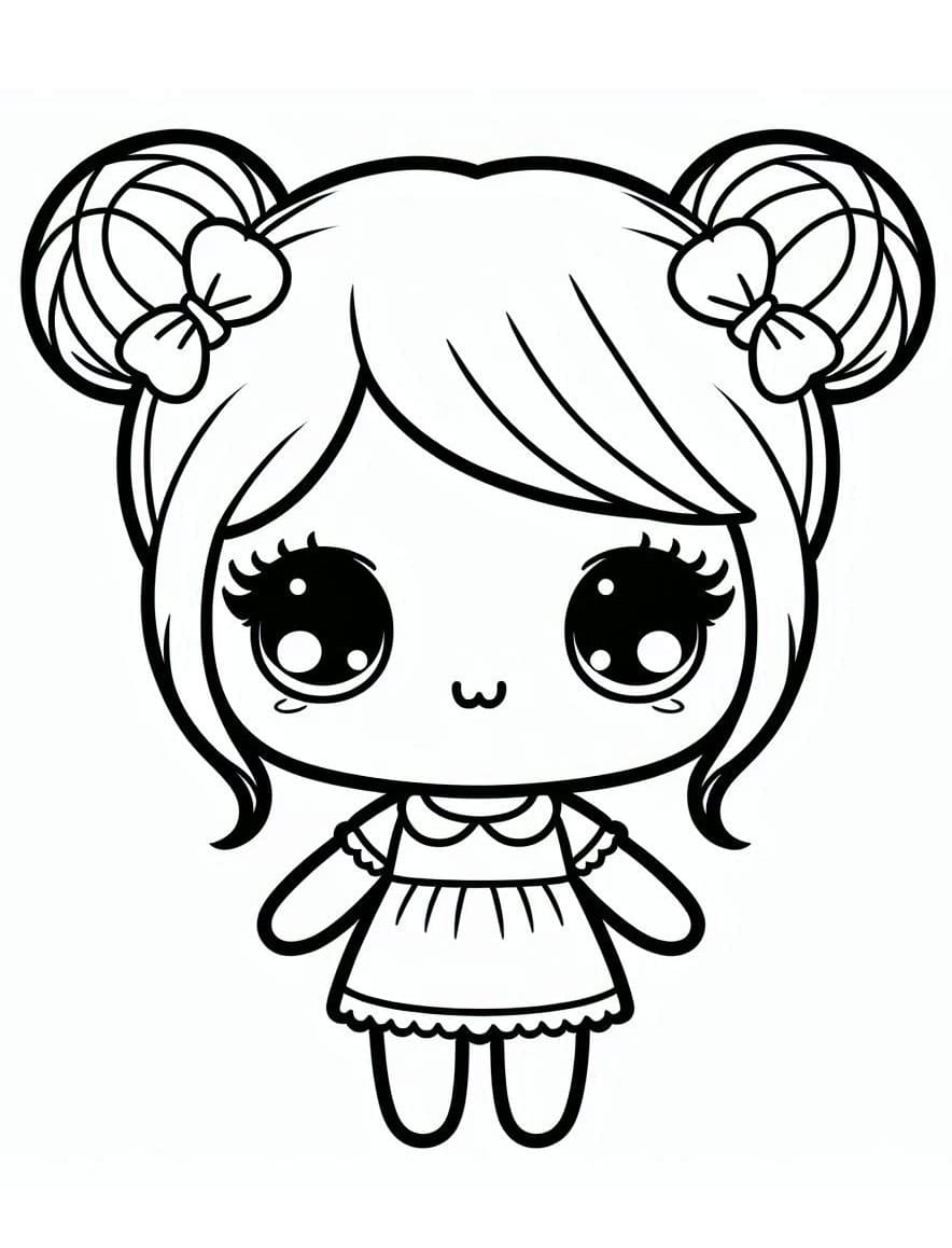 Bonecas Kawaii para Colorir
