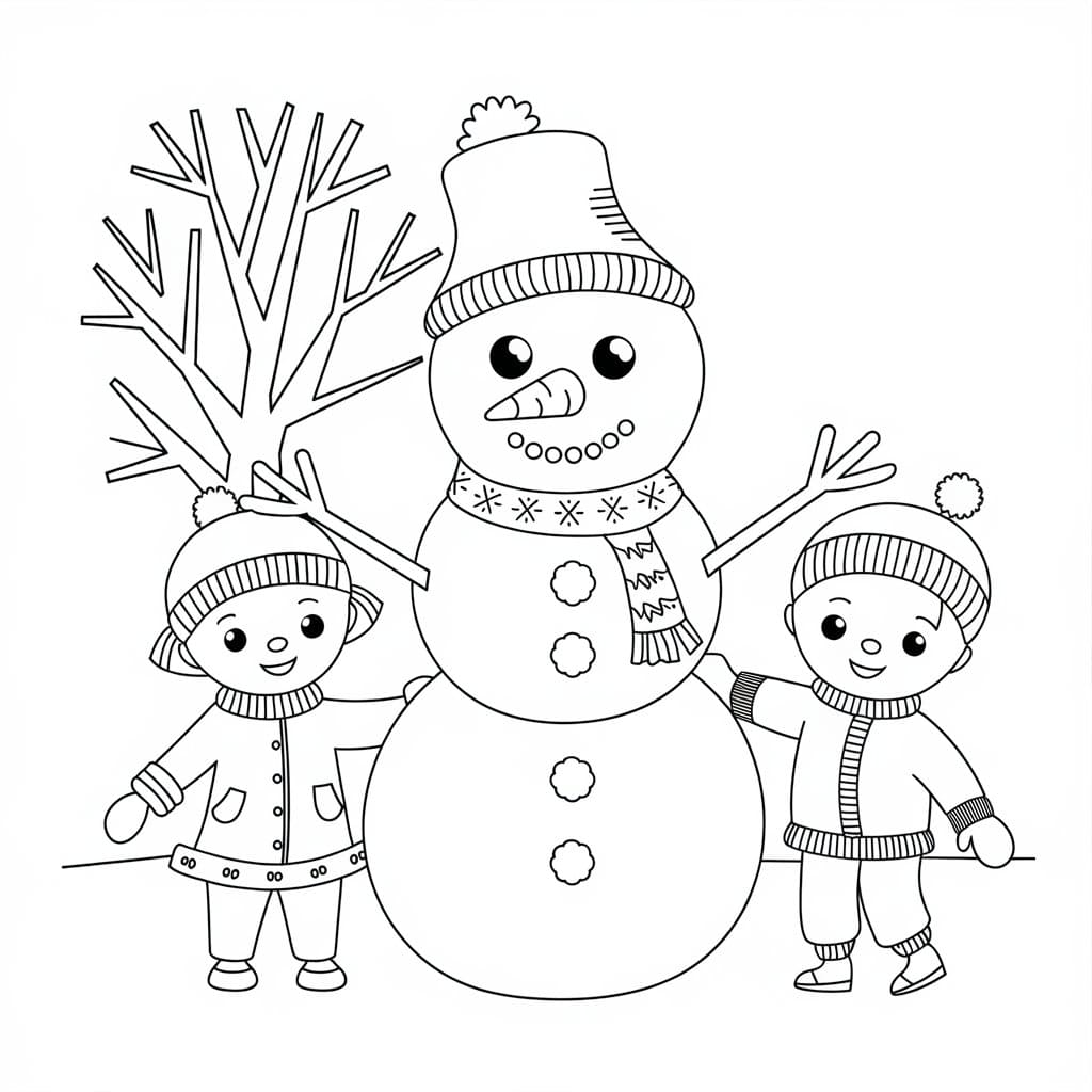 Boneco de Neve para Colorir