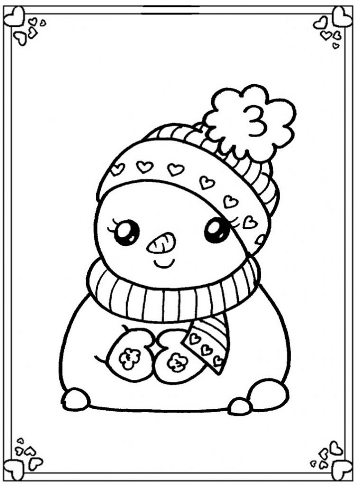 Desenho De Boneco De Neve Fofinho Para Imprimir e Pintar Pdf