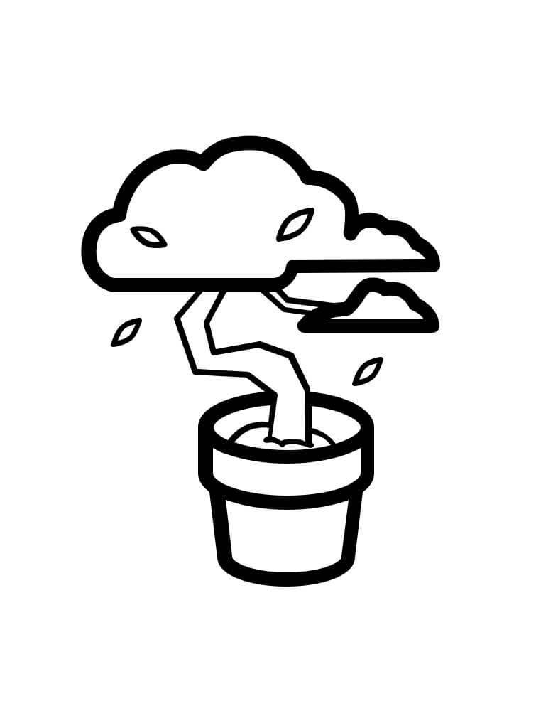 Desenho De plantá Bonsai Para Colorir Usando Giz De Cera