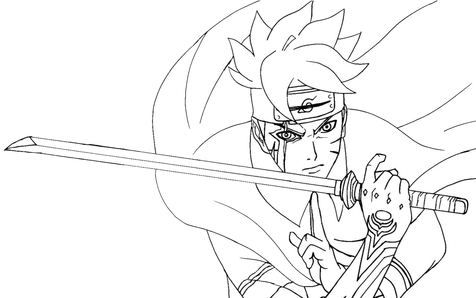 Desenho Boruto Com Espada Para Colorir