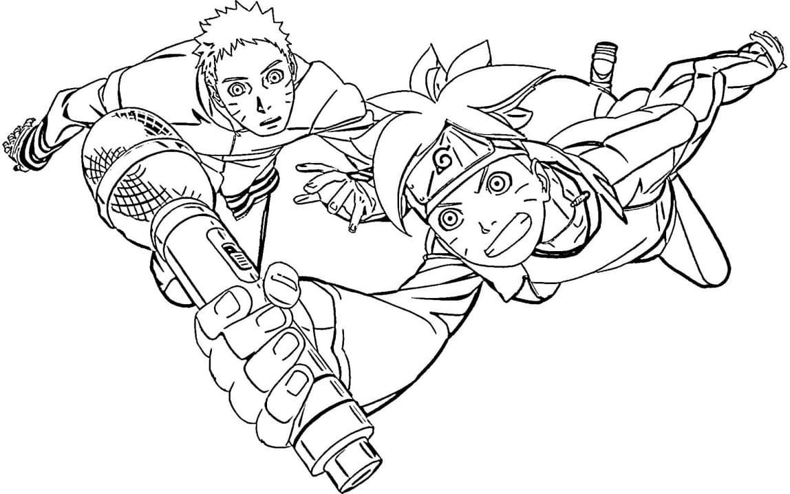 Desenho Naruto e Boruto Para Colorir