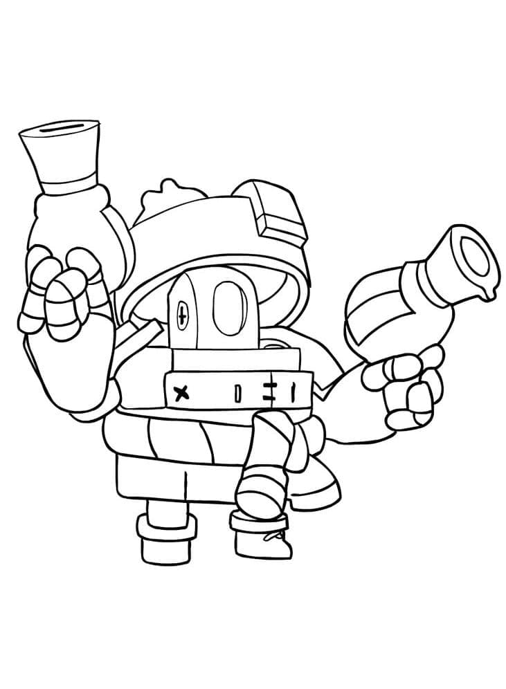 Desenho De Darryl De Brawl Stars Para Colorir