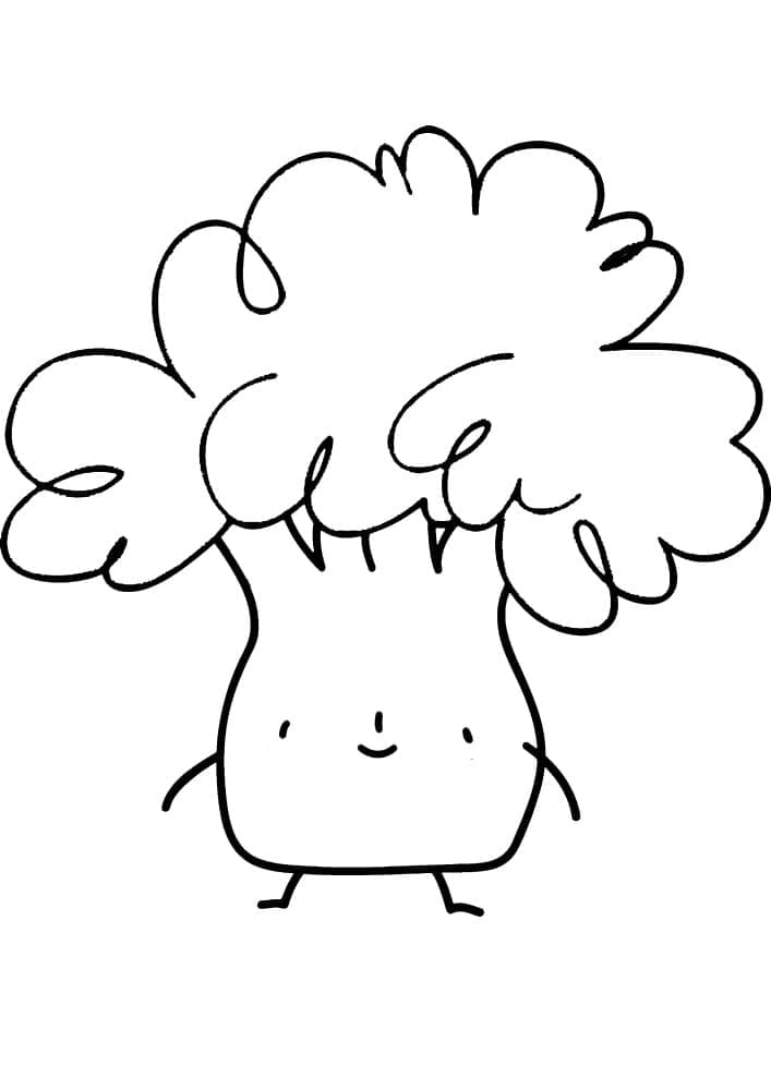 Desenho De Brocolis Fofo Para crianças Para Colorir