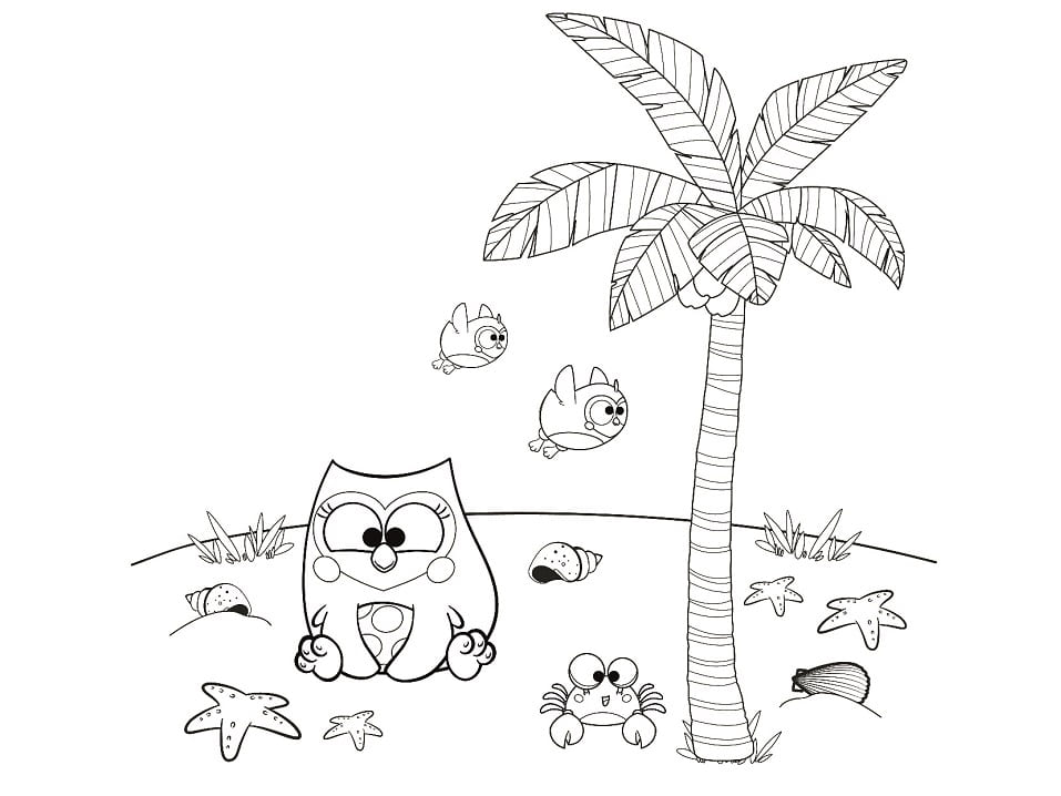 Desenho Bubu e As Corujinhas aventurá Numa ilhá incrível Para Colorir