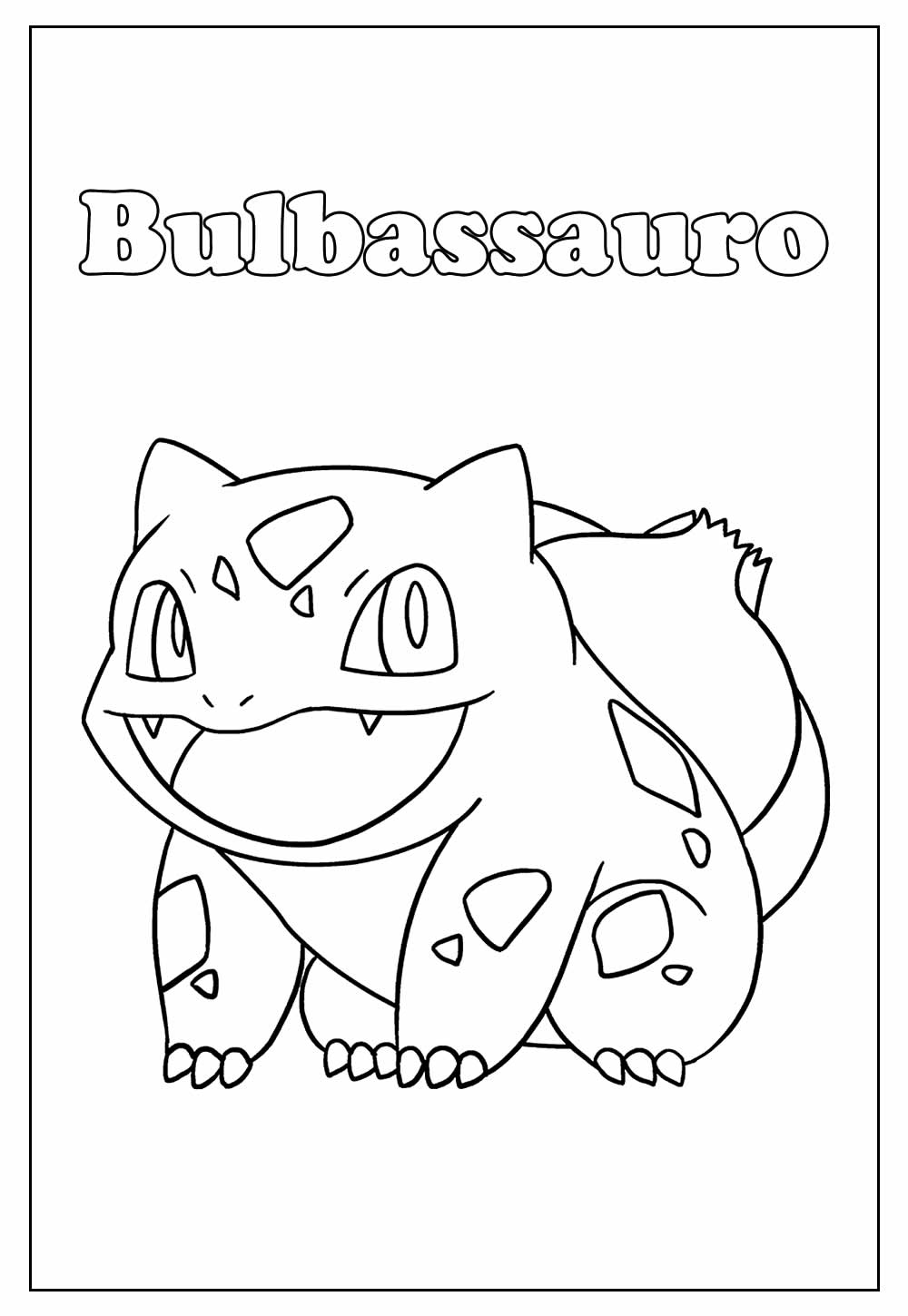 Desenho De Pokemon Bulbassauro Infantil Para Colorir e Imprimir