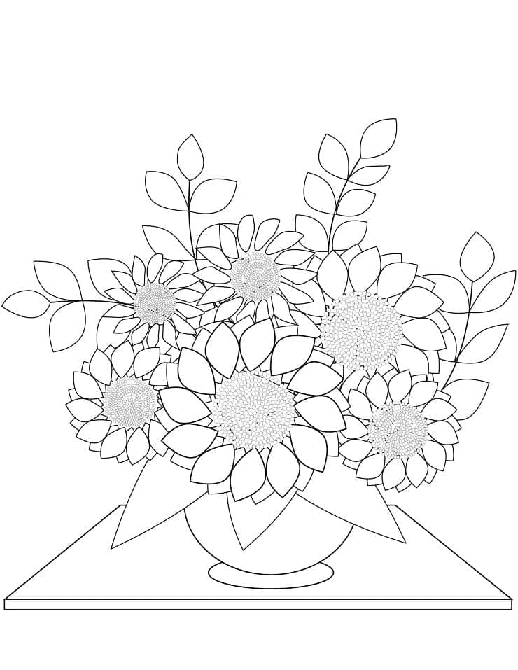 Desenho De Buque De Flores Com Giz De Cera Para Colorir e Imprimir