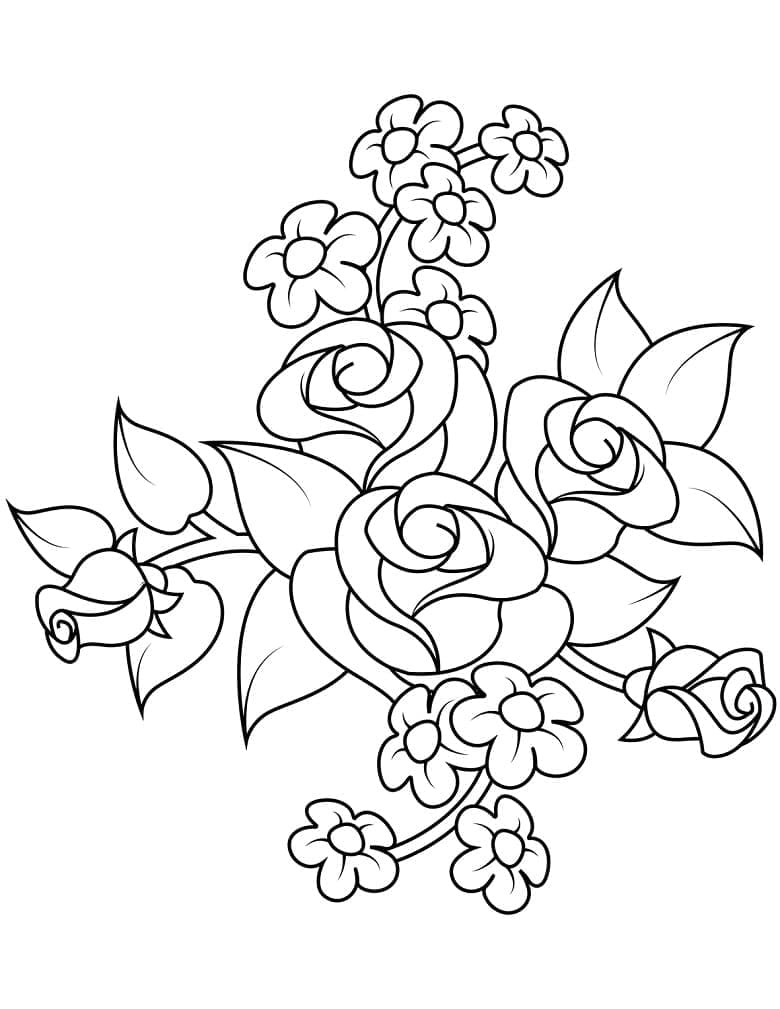 Desenho De Buque De Flores Decorativo Para Colorir e Imprimir