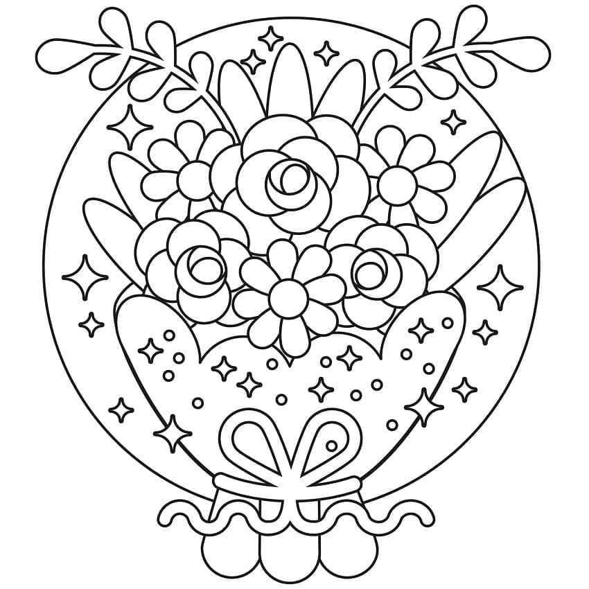 Desenho De Buque De Flores Para Colorir e Imprimir Pdf grátis
